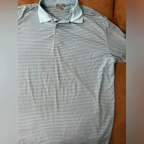 Peter Millar Summer Comfort XL Polo Light Blue Striped - Flawed - Picture 2 of 9
